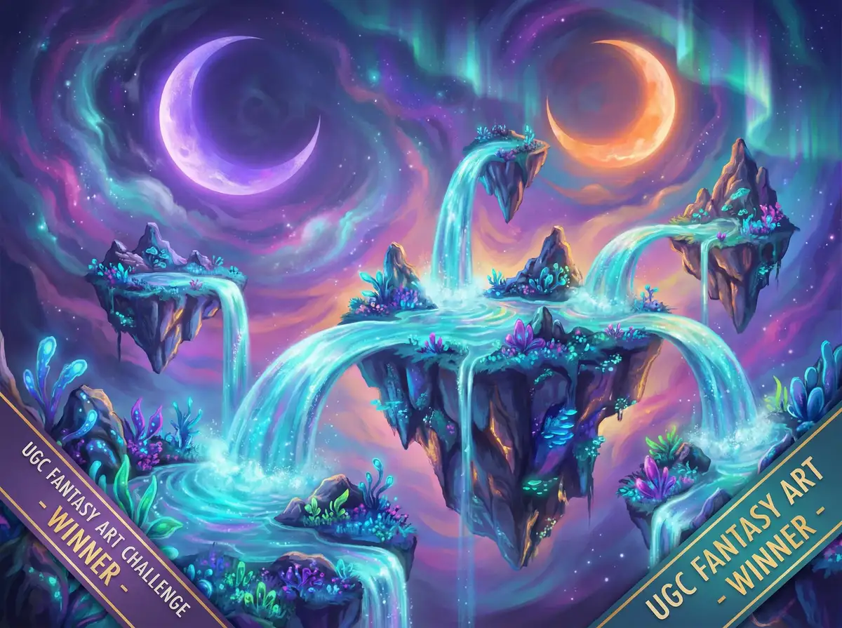 每日大赛+mrds 参赛作品 - 浮岛幻境奇幻数字绘画